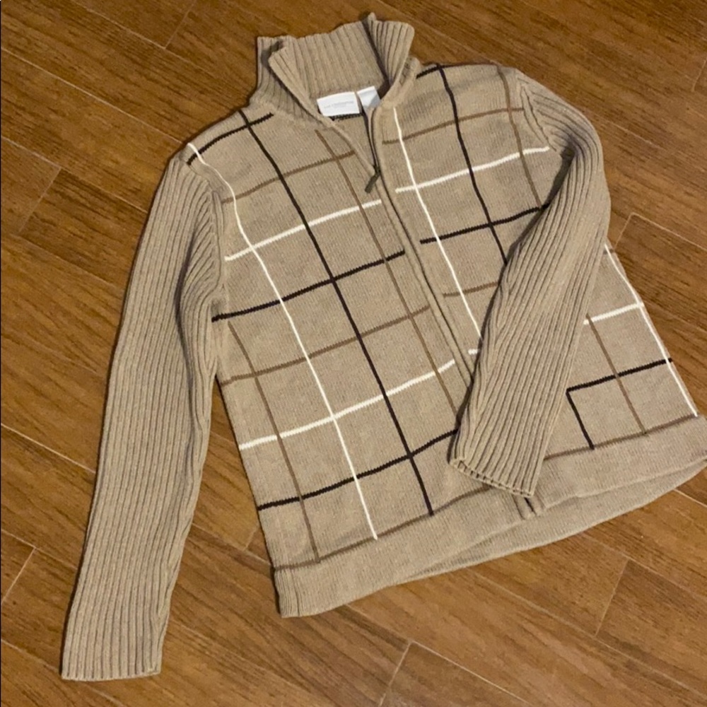 Liz Claiborne 100% cotton zip-up cardigan w collar